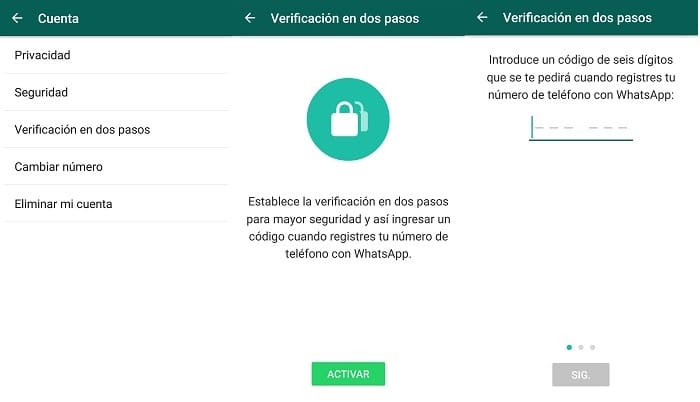 Activar la verificación en dos pasos en Whatsapp