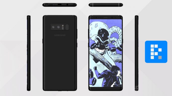 renders del Samsung Galaxy Note 8 smartphone