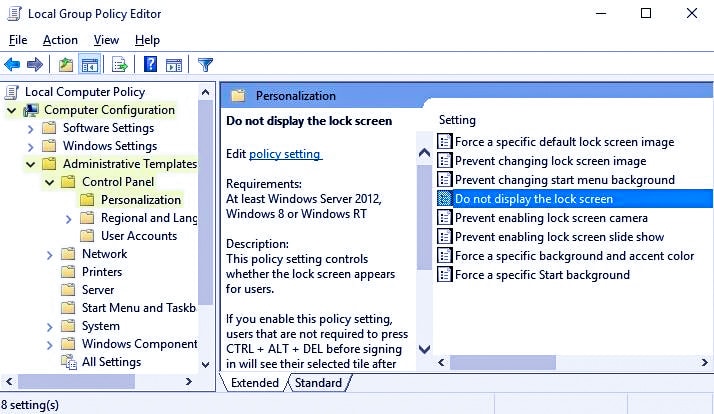 Como desactivar la pantalla de bloqueo en Windows 10