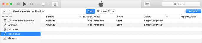 Borrar archivos duplicados iTunes