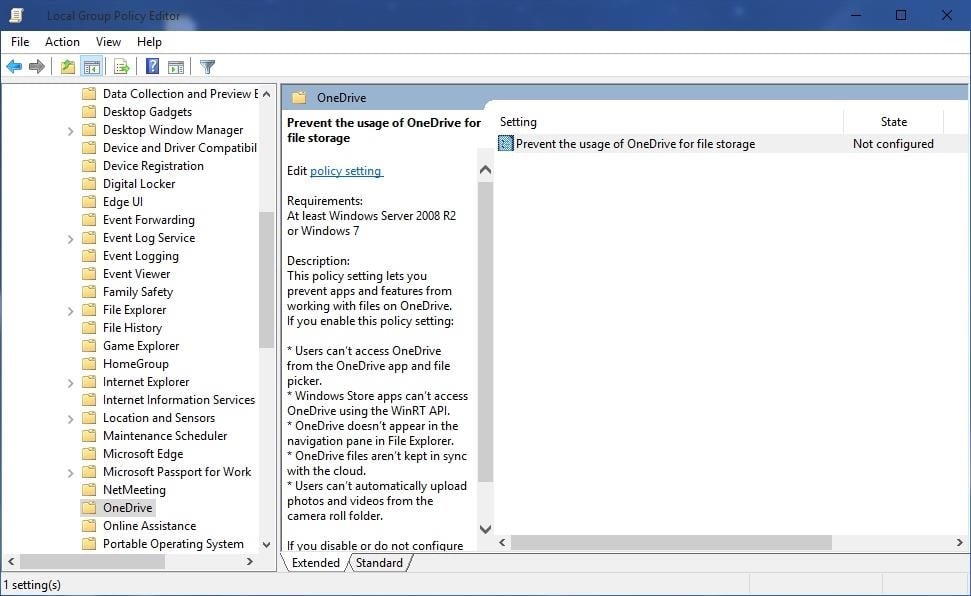 desactivar OneDrive en tu Windows 10