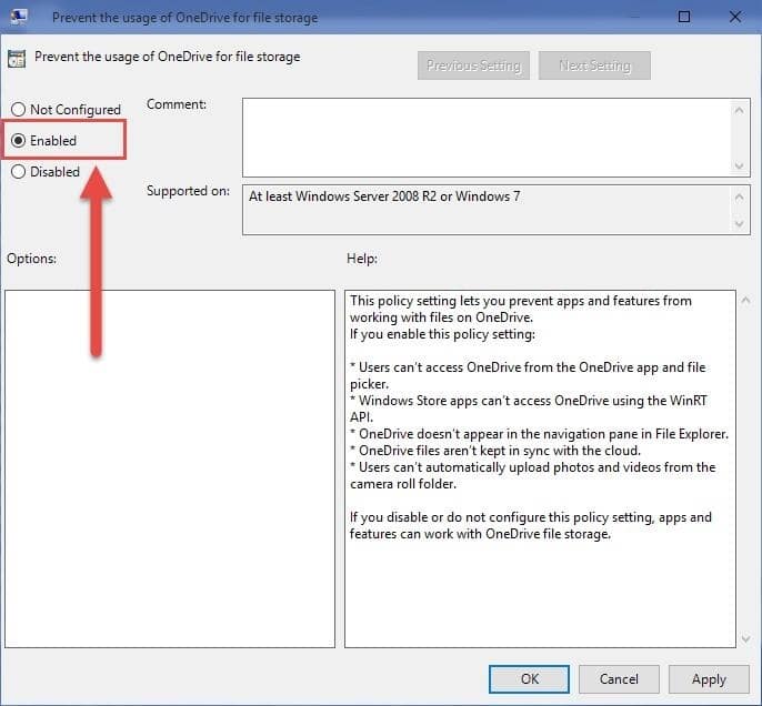 desactivar OneDrive para Windows 10
