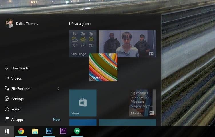 Uso del nuevo menú Inicio en Windows 10