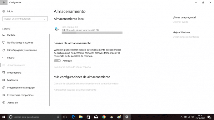 Recuperar espacio en Windows 10 después de actualizar a Fall Creators.