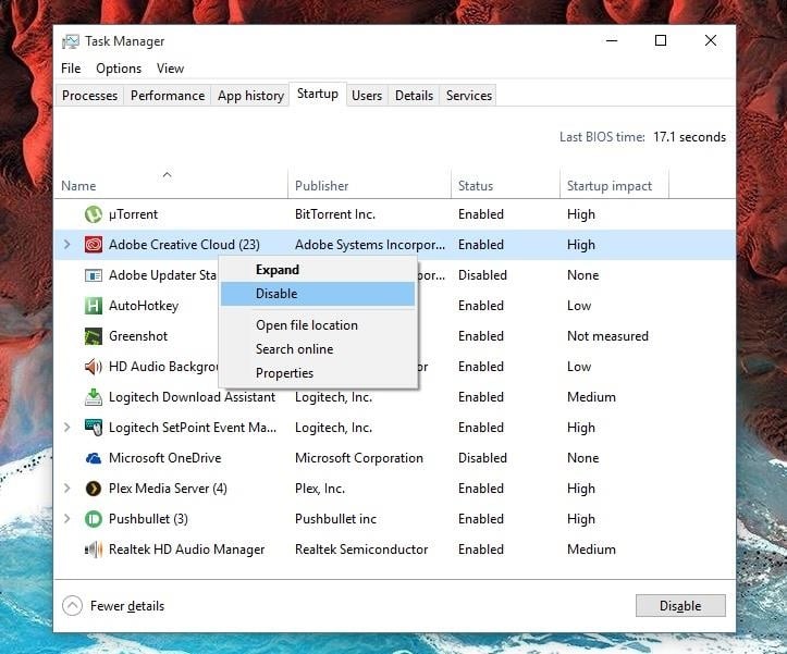 desactivar programas de inicio en Windows 10