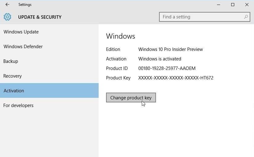 Windows 10 con la clave de Windows 7 u 8