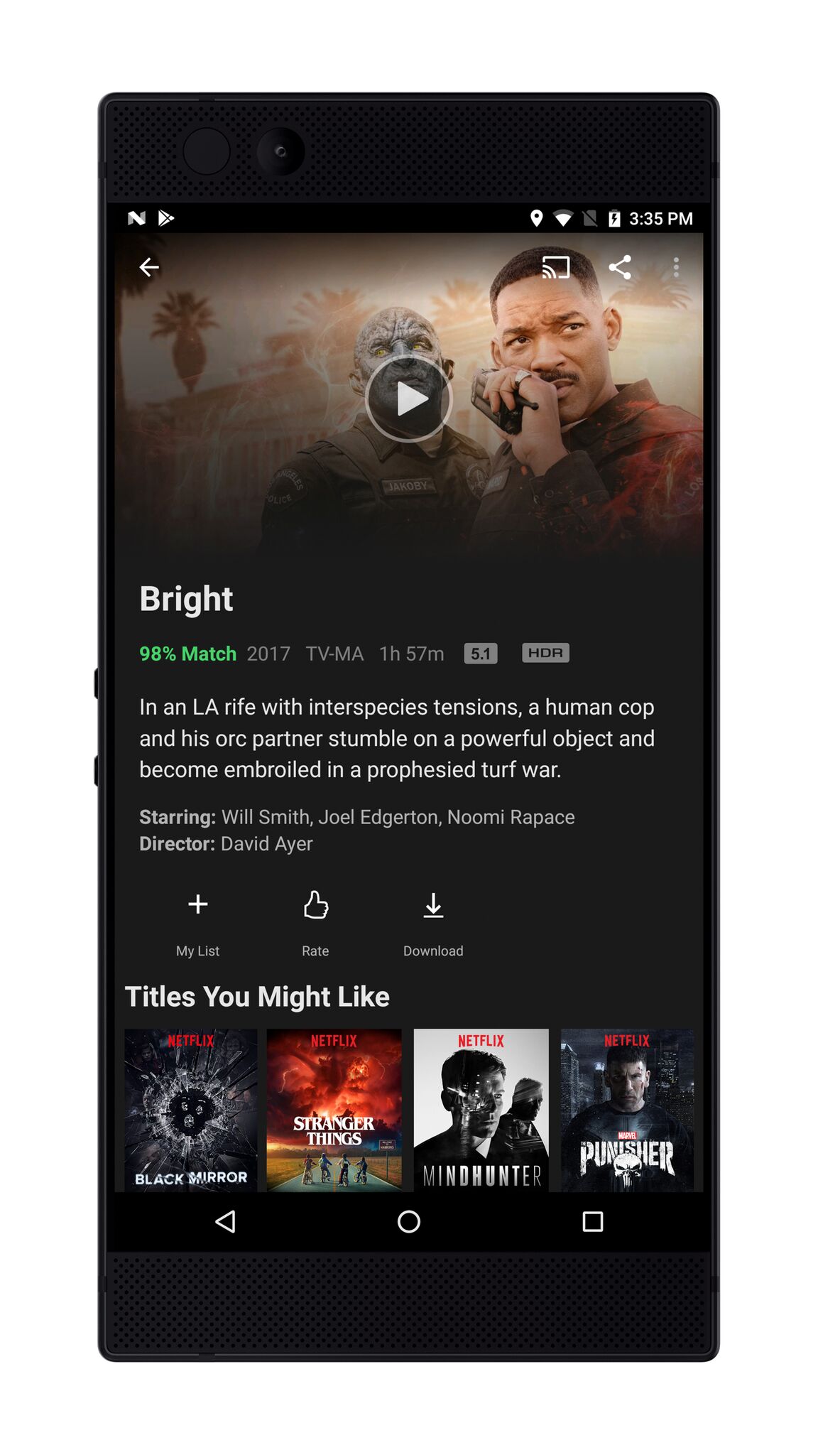 Razer Phone - Netflix - Bright