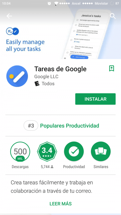 Google Tasks - instalar