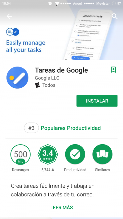 Google Tasks - instalar