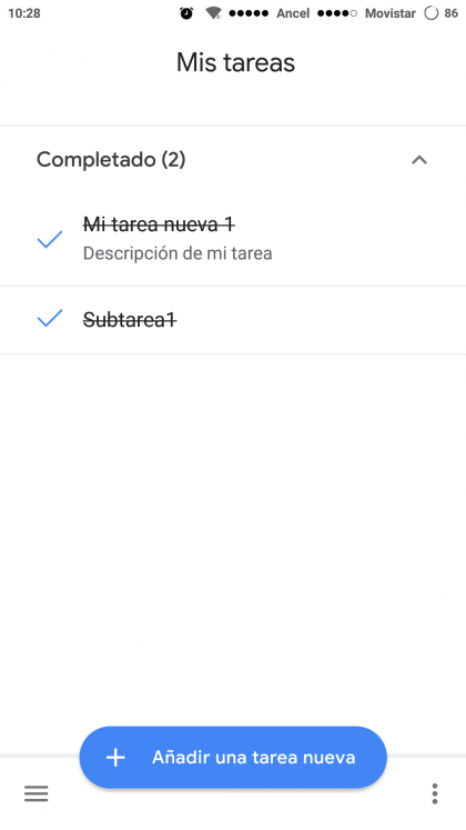 Google Tasks - completar tarea