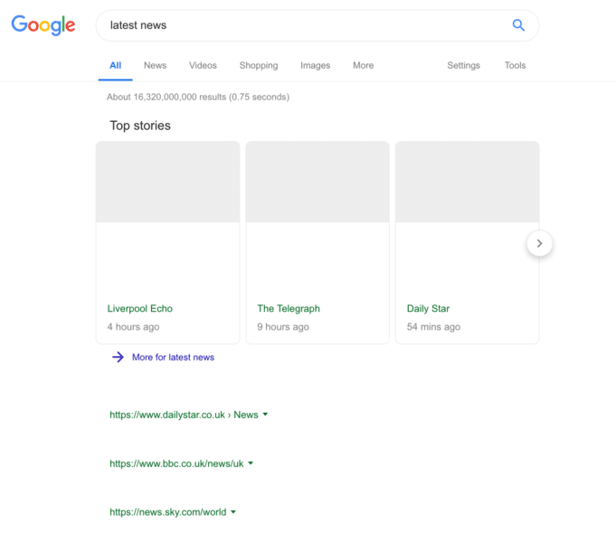 Google muestra sus resultados de búsqueda con la aplicación de la Directiva 13