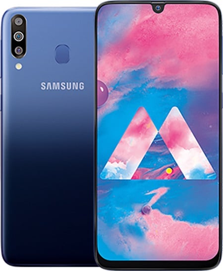 Samsung Galaxy M30 viene en colores azul y negro y cámara trasera triple