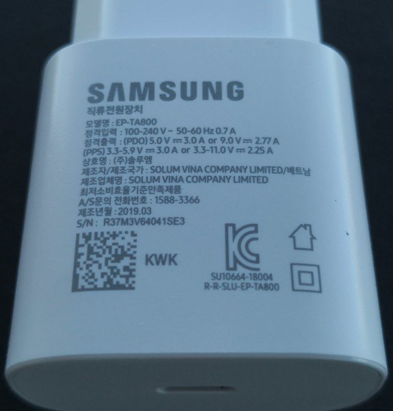Cargador del Samsung Galaxy Note10