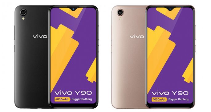 Vivo Y90 es un móvil económico con pantalla HD + de 6,22 pulgadas y viene en negro y dorado
