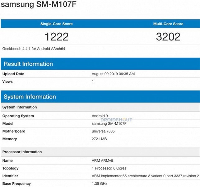Samsung Galaxy M10s aparece en Geekbench