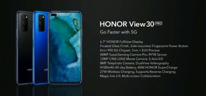 Honor View 30 Pro viene con pantalla FHD+ de 6,7 pulgadas y perforación doble