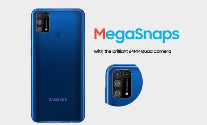 Samsung Galaxy M31 y su cámara cuádruple en L invertida de 64 MP