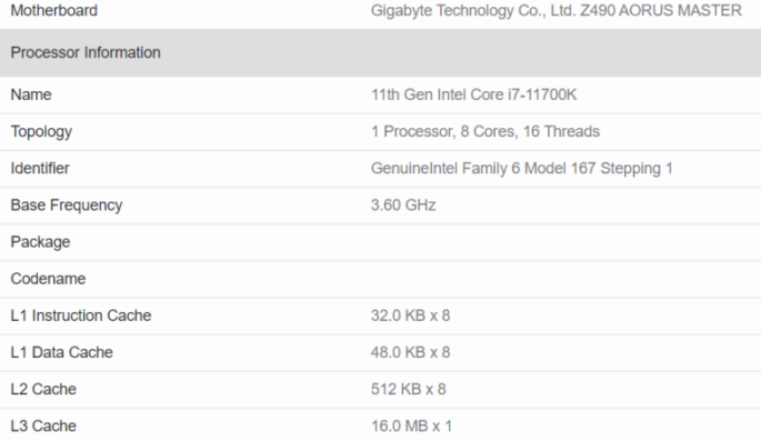 Intel Core i7-11700K supera a Ryzen 9 5950X