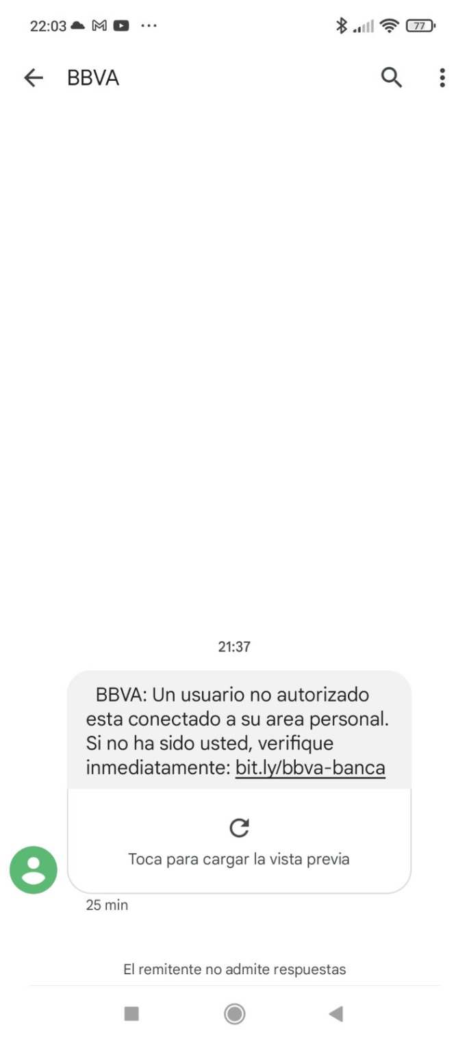 Nuevo intento de estafa a los clientes del BBVA mediante un SMS