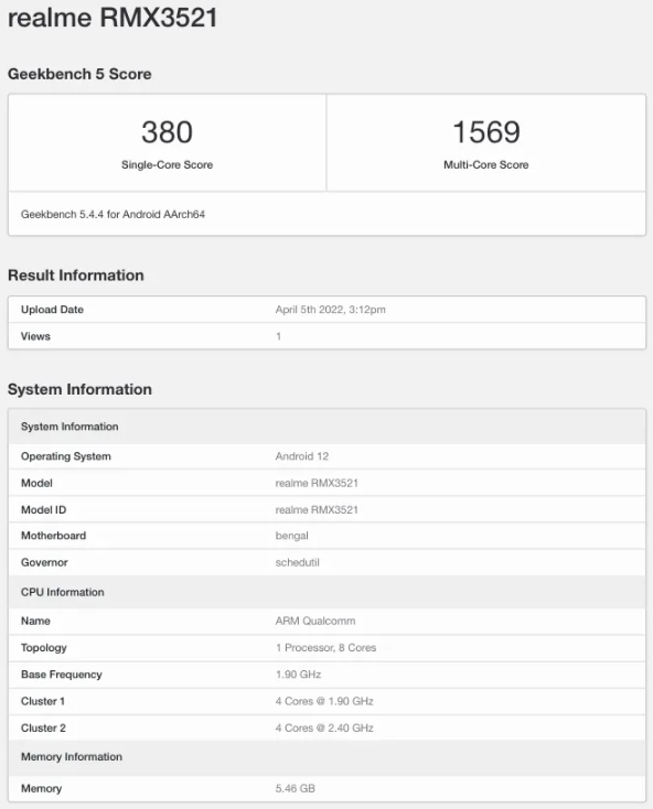 Realme 9 4G con Snapdragon 680 aparece en Geekbench antes de su lanzamiento
