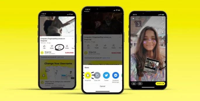 Los usuarios de Snapchat ya pueden compartir vídeos directamente desde la aplicación de YouTube 