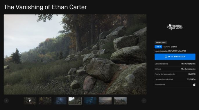 The Vanishing of Ethan Carter gratis en la Epic Games Store, cómo conseguirlo