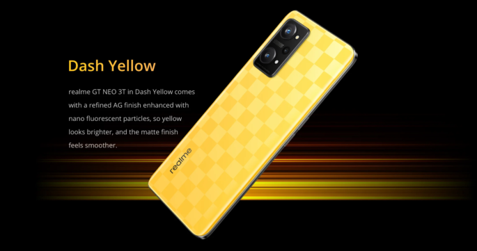 Realme GT Neo 3T en uno de sus colores dash yellow