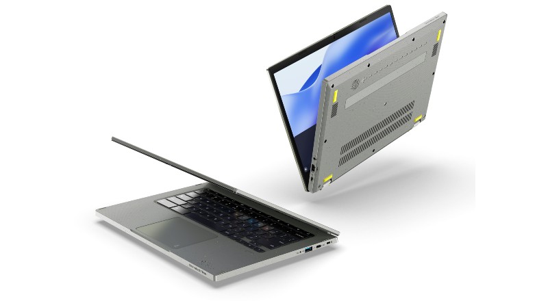 Vista del portátil Acer Chromebook Vero 514 desde distintos ángulos