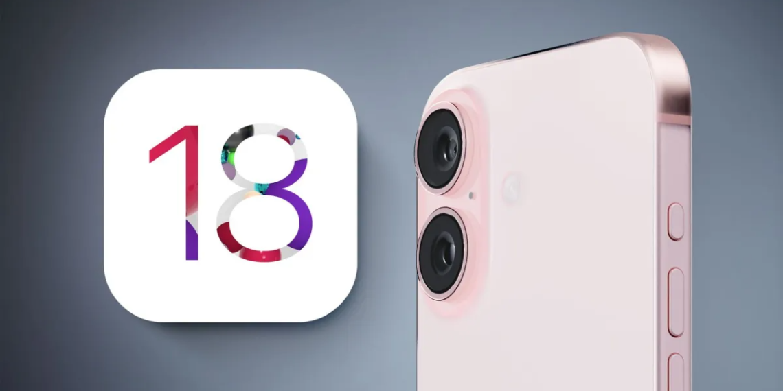 Un iPhone con el logo de iOS 18 en la pantalla.