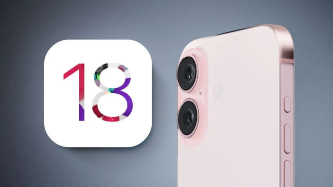 Un iPhone con el logo de iOS 18 en la pantalla.