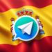 Telegram app con la bandera de españa detrás
