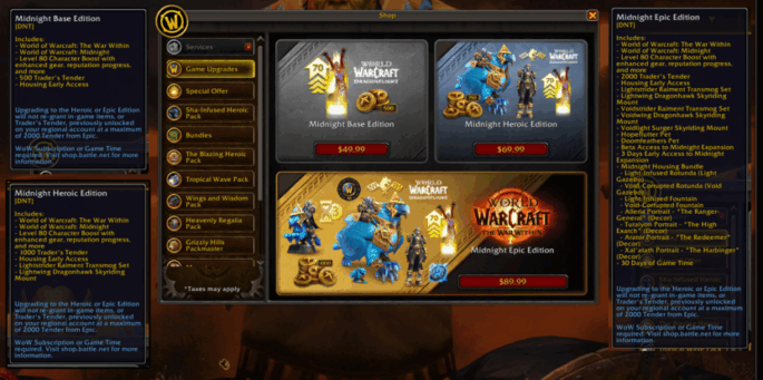 ¡Se filtran las ediciones de WoW: Midnight y el housing viene incluido!
