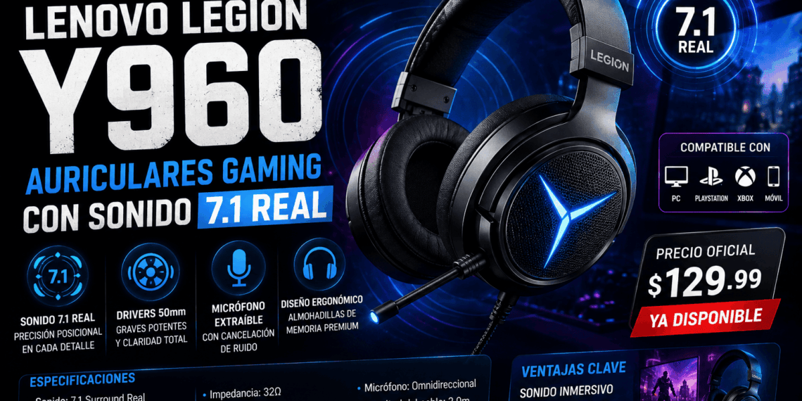 Lenovo Legion Y960: Auriculares con sonido 7.1 real, precio y specs
