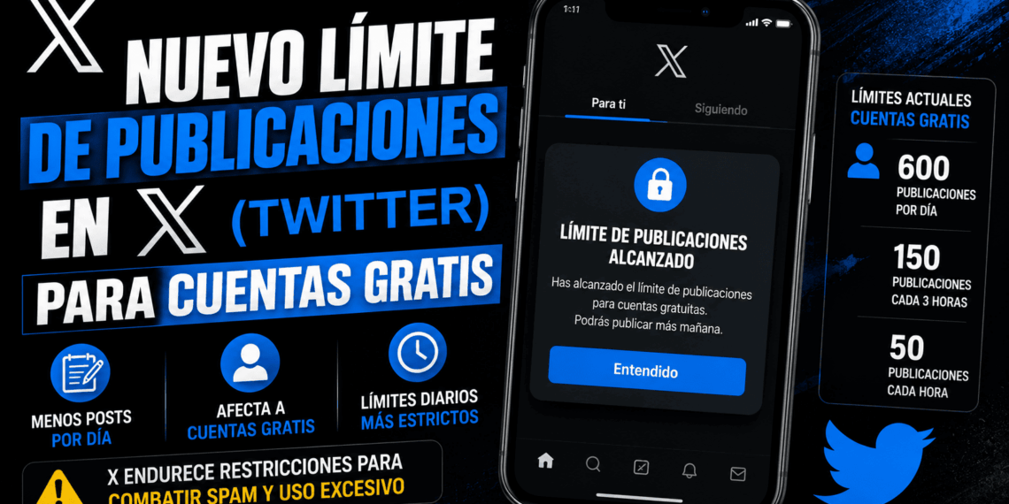 Nuevo límite de publicaciones en X (Twitter) para cuentas gratis