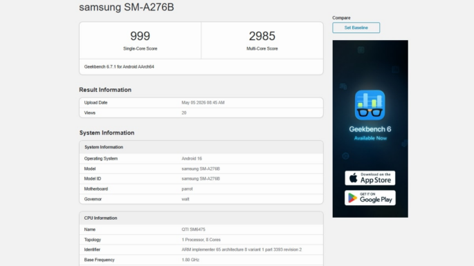 Filtrado el Samsung Galaxy A27 5G: RAM, procesador y detalles