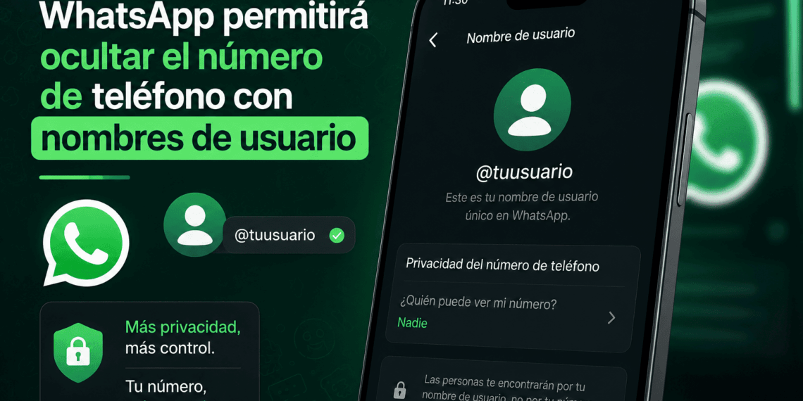 WhatsApp permitirá ocultar el número de teléfono con nombres de usuario