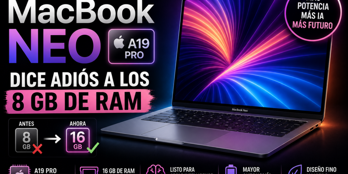 El nuevo MacBook Neo A19 Pro dice adiós a los 8 GB de RAM