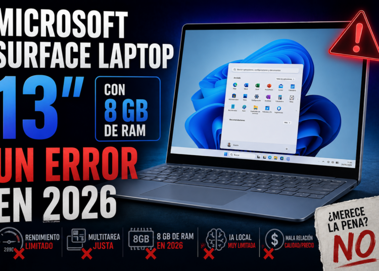 Microsoft Surface Laptop 13 con 8 GB de RAM un error en 2026