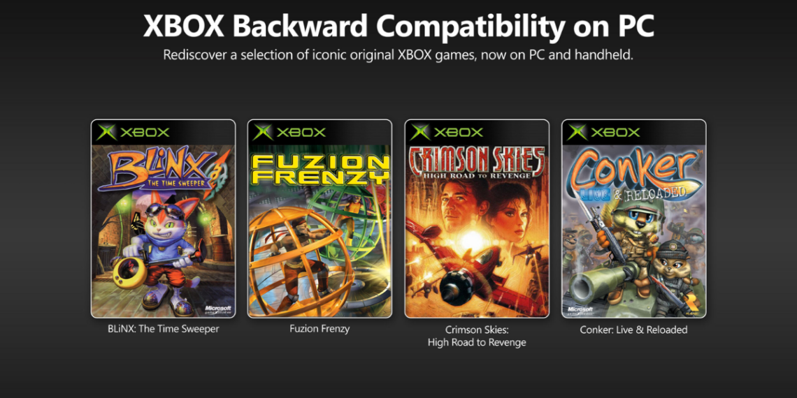 Interfaz de la aplicación de Xbox mostrando la función de retrocompatibilidad de Xbox en PC con juegos clásicos.