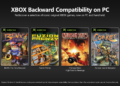 Interfaz de la aplicación de Xbox mostrando la función de retrocompatibilidad de Xbox en PC con juegos clásicos.