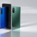 Render del teléfono Samsung Galaxy F70 Pro junto a un gráfico con las puntuaciones de Geekbench.