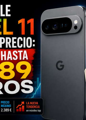 Concepto del smartphone Google Pixel 11 mostrando etiquetas con la subida de precio.