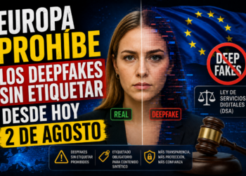 Mazo de juez sobre un teclado de ordenador con un candado digital y el logotipo de la Unión Europea.