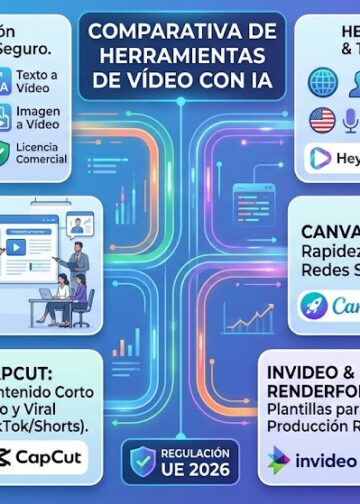 persona editando en un ordenador con herramientas de vídeo con IA