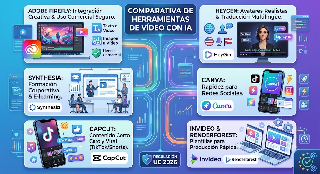 persona editando en un ordenador con herramientas de vídeo con IA