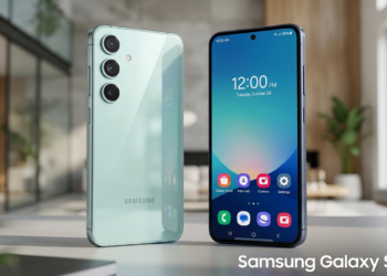 Concepto del smartphone Samsung Galaxy S26 FE mostrando el módulo de cámaras traseras.