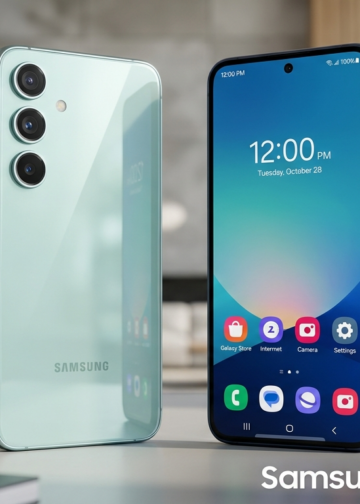 Concepto del smartphone Samsung Galaxy S26 FE mostrando el módulo de cámaras traseras.