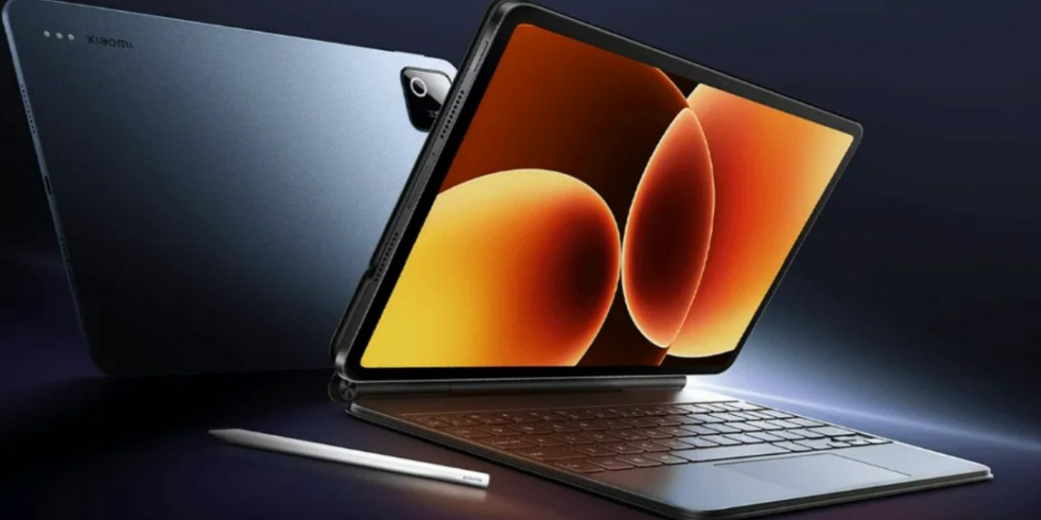 Concepto de la tablet Xiaomi Pad 9 Pro junto a un lápiz óptico y teclado magnético.