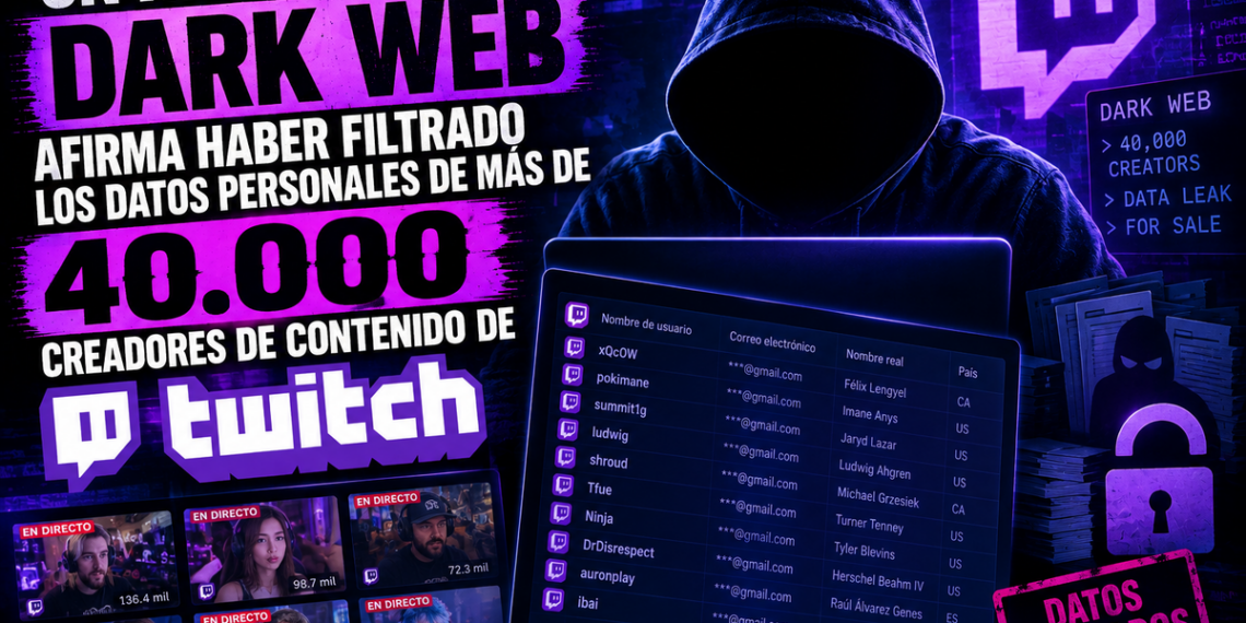 Un hacker de la 'Dark Web' afirma haber filtrado los datos personales de más de 40.000 creadores de contenido de Twitch
